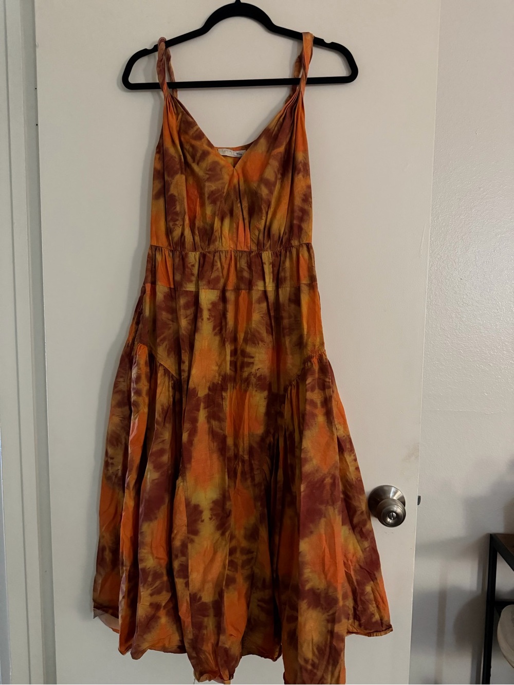 Ulla Johnson Orange and Rust Tie-Dye Midi Dress - Picture 2 of 2